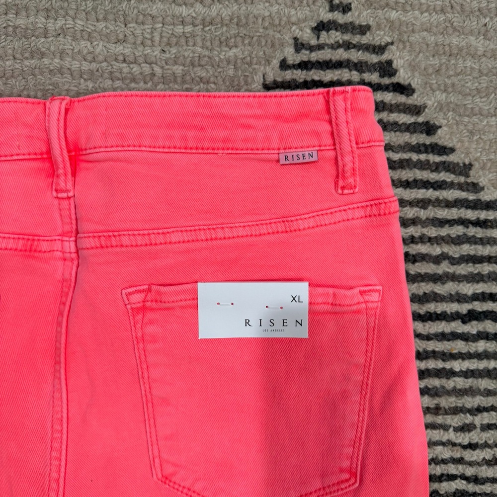 Risen Jeans NWT Coral Pink High Rise Frayed Cutoff Denim Shorts XL RDS6004 Neon - Picture 5 of 10